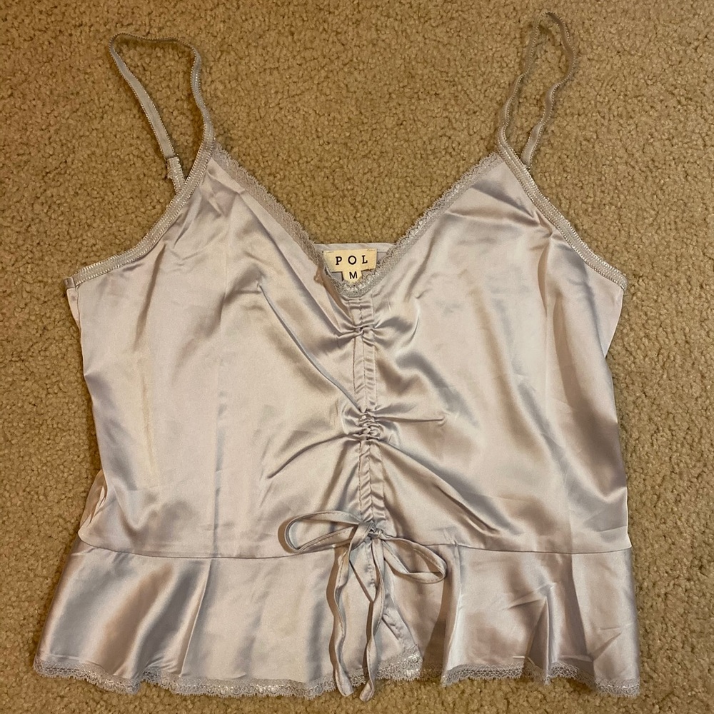 Silver Satin Tank Top